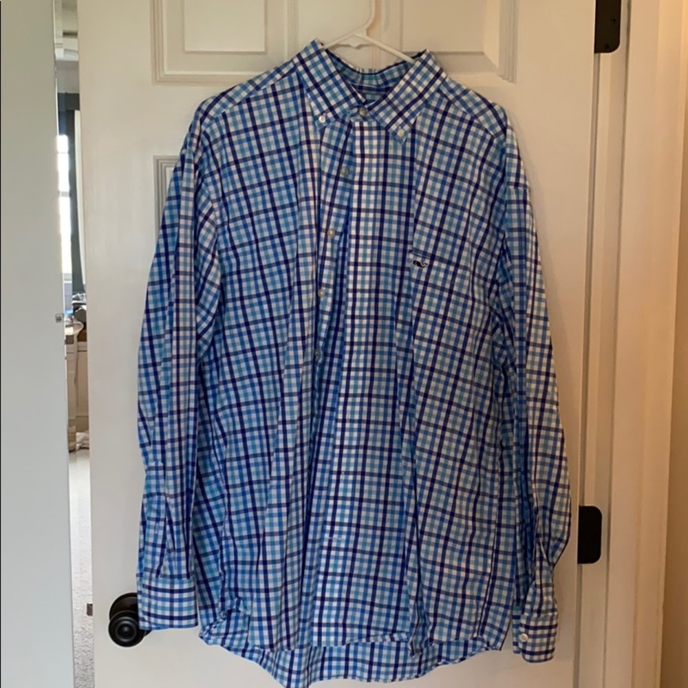 XL Vineyard Vines multi-blue gingham shirt!